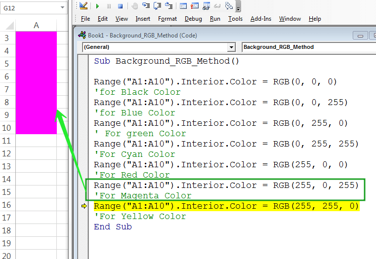 Change the Background Colors in Excel VBA