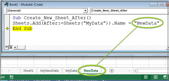 Create New Sheets in Excel VBA